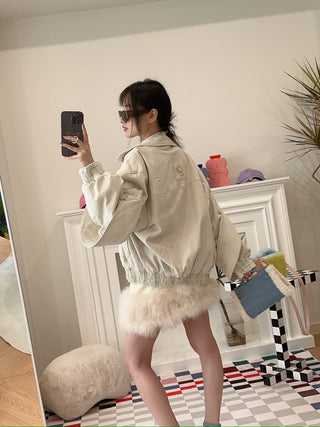 BLUMARINE DENIM BOMBER JACKET