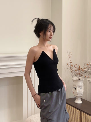 COPERNI KNITTED KNITTED BUSTIER TOP BLACK