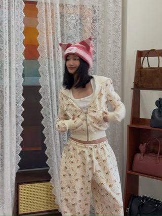 LOVERBOY - CHUNKY EARS BEANIE in PINK STRIPE