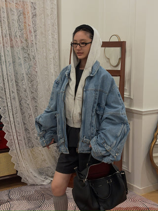 HED MAYNER - BELTED DENIM JACKET