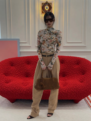 MAGDA BUTRYM - Pleated Tapered Trousers in Beige