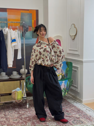 OPEN YY - FULL GATHER PANTS / BLACK