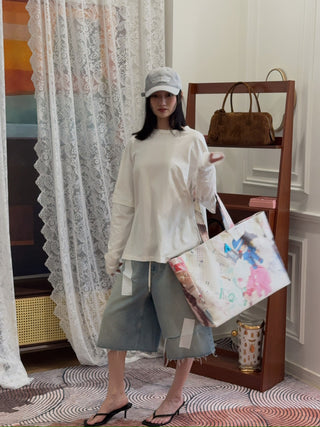AYA MUSE - Double Layer T-shirt in White
