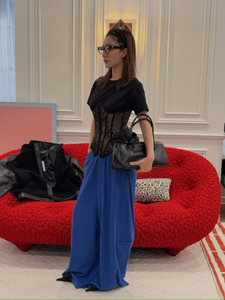 GIUSEPPE DI MORABITO - Lace T-shirt in Black