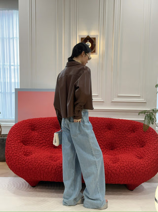 COMMON LEISURE CROPPED SHIRT CHESTNUT