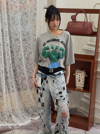 NATASHA ZINKO DESTROYED DENIM JEANS