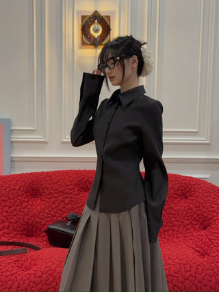 MAGDA BUTRYM - Tailored wool shirt in black