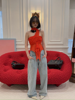 GUIZIO  Chiffon Warp Around Top
