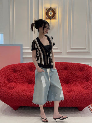 MM6 Maison Margiela TAPED DENIM SHORTS