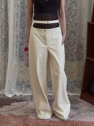 BEVZA - High Waisted Trousers in White