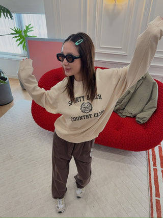 SPORTY & RICH - Varsity Crest Crewneck in Cream