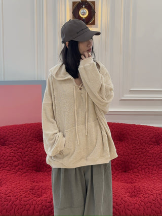 OPEN YY TERRY LACE-UP HOODIE