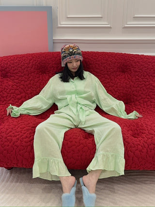 SLEEPER - RUMBA LINEN LOUNGE SULT IN MINT / MINT