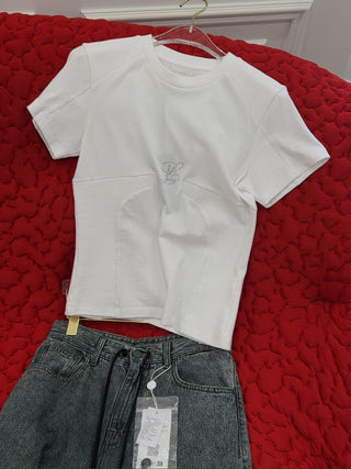 LUAR - MONOGRAM RIBBED TEE / WHITE