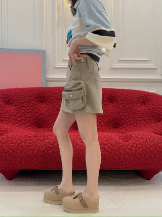 LESUGIATELIER WOOL BLENDED UTILITY SKIRT