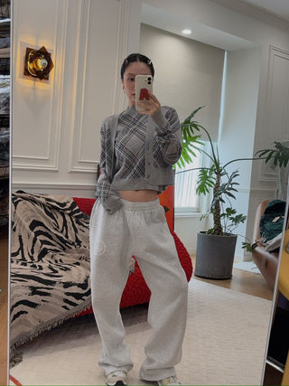 GIUSEPPE - WOOL TARTAN KNITWEAR CROP CARDIGAN