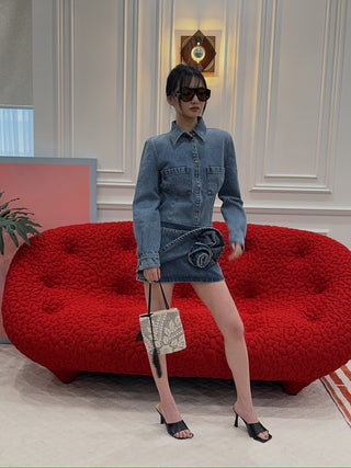 MAGDA BUTRYM - Denim Skirt in Dark Blue