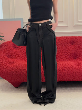BLUMARINE - Satin Pants in Black