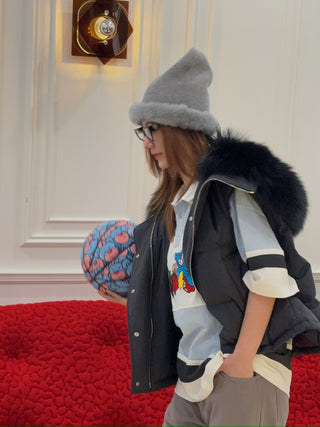 YVES SALOMON - VEST MADE WITH LORO PIANA FLANNEL FABRIC/FOX