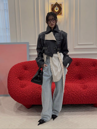 ROKH - Contrast Flat detailed Cropped Jacket