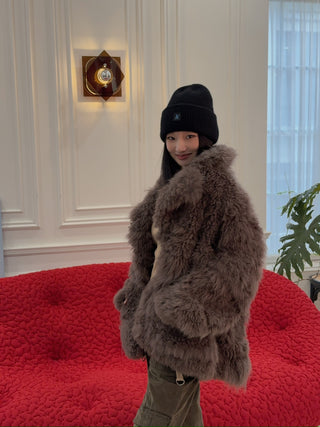 SIMONETTA RAVIZZA TEO CASHMERE GOAT FUR JACKET