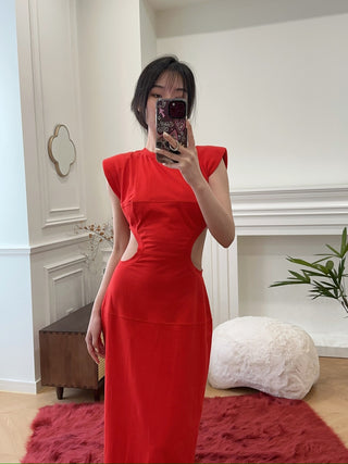 BEVZA LONG DRESS WITH SIDE CUTS