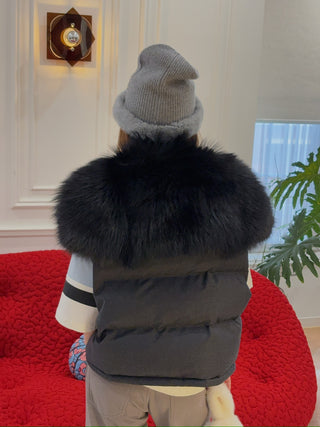 YVES SALOMON - VEST MADE WITH LORO PIANA FLANNEL FABRIC/FOX