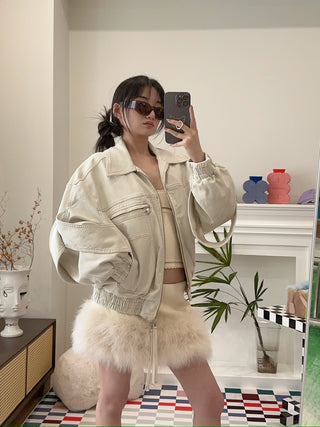 BLUMARINE DENIM BOMBER JACKET