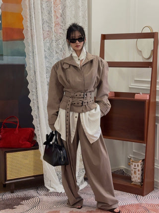 THE MANNEI - Wide Trousers in Beige