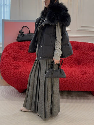 OPEN YY - DOUBLE BELTED MAXI SKIRT / GRAY