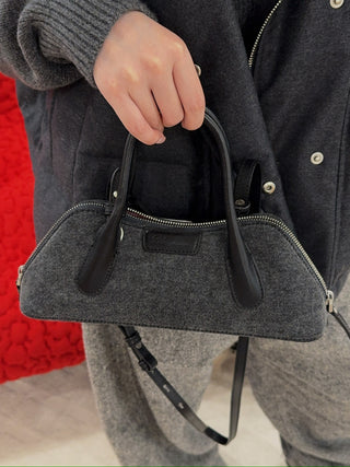 BLUMARINE - Mini Denim Baguette Shoulder Bag in Dark Shadow
