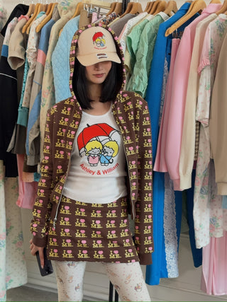 ASHLEY WILLIAMS - Shrunken Hoodie  in I Heart Me Choco