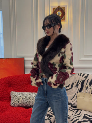 CARELLI - Rosa Floral Jacket in Red Rose Print