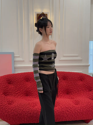 SUGI - ASYMMETRIC BELT TROUSERS / BLACK