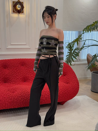 CORMIO - KNIT EMBROIDERED TOP WITH DETACHED SLEEVES