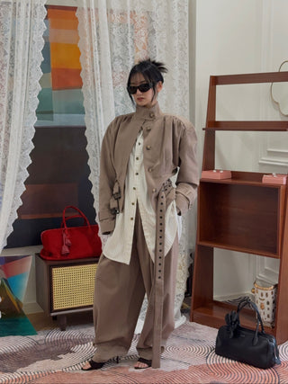 THE MANNEI - Wide Trousers in Beige