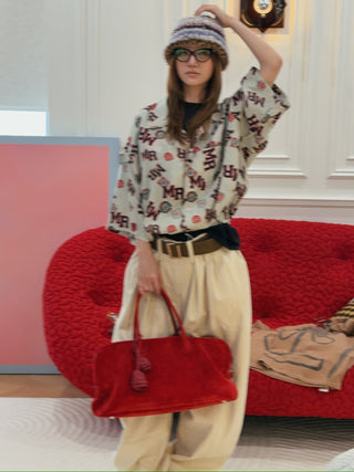 MARTINE ROSE Shockcord Brand-Print Short-Sleeves Relaxed-Fit Woven Shirt