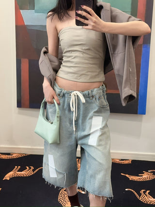MM6 Maison Margiela Taped denim shorts