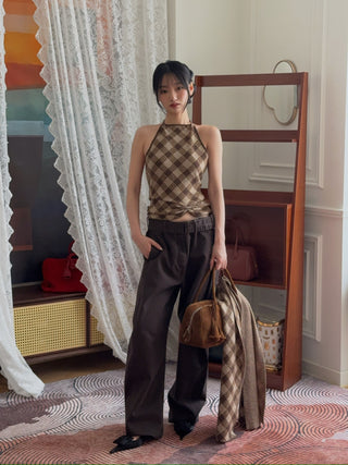 AYA MUSE - Kae Top in Plaid Brown