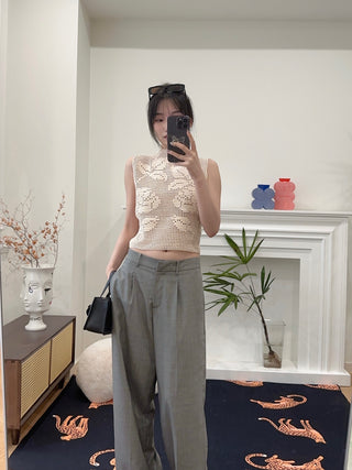MAGDA BUTRYM Wide leg tailored wool pants in grey