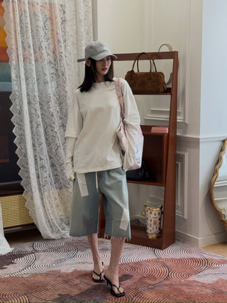 AYA MUSE - Double Layer T-shirt in White