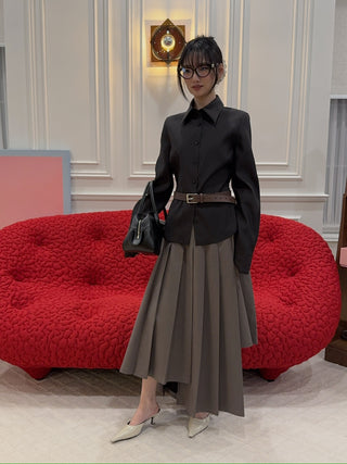 MAGDA BUTRYM - Tailored wool shirt in black