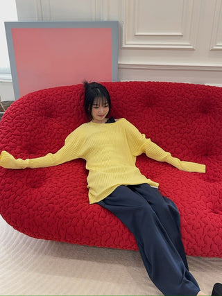 MM6 - FLUTED TEXTURE KNITWEAR / LEMON
