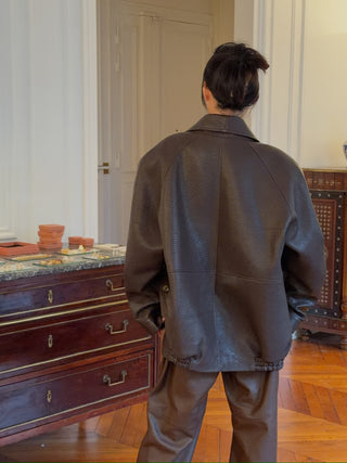 THE MANNEI - Leather Jacket in Brown