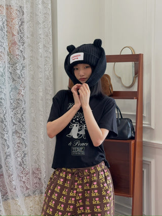 LOVERBOY - CHUNKY RABBIT BEANIE in Black