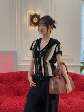 VAILLANT - KNIT TOP STRIPED W/ CONTRAST NECKLINE & CUFF / STRIPES