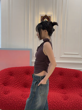 MAGDA BUTRYM -   One-shoulder t-shirt in BORDEAUX