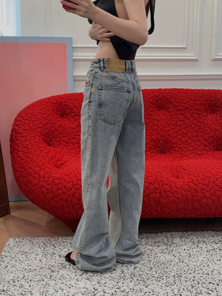 MM6 Maison Margiela LOOSE MID-WEIGHT 5-POCKET BLUE JEANS WITH WIDE LEGS
