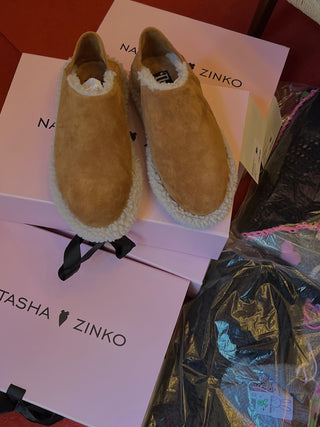 NATASHA ZINKO SHEARLING MULES