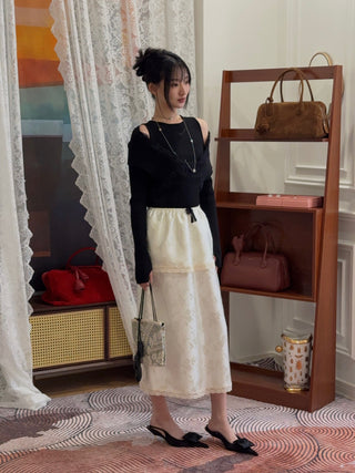 RXQUETTE - Whiterose Midi Skirt in Ivory